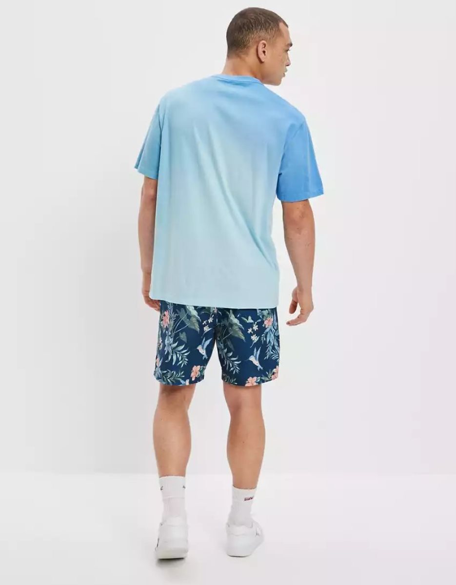 T Shirts American Eagle AE Super Soft Dip-Dye Bleu Homme | GZH-82930875